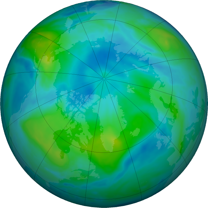 Arctic ozone map for 07 September 2020